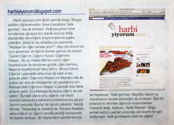 Harbiyiyorum En İyi Yerli Yemek Blogları Arasında