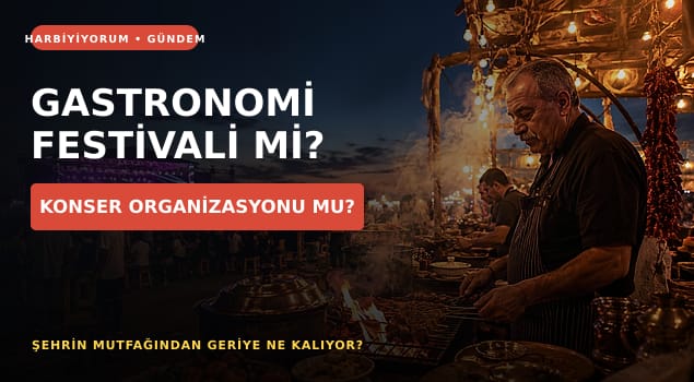 Gastronomi festivali alanında yerel yemek ustası ve konser sahnesi